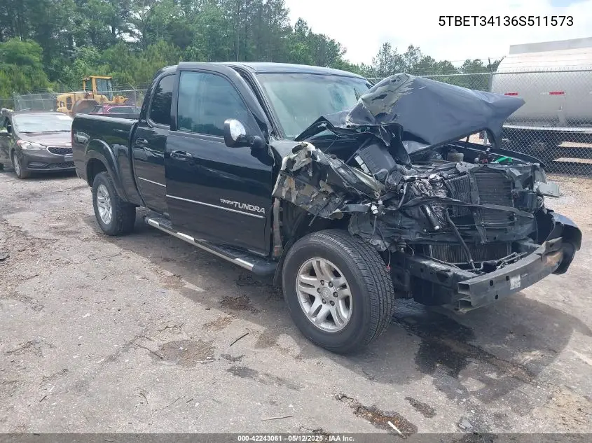 2006 Toyota Tundra Sr5 V8 VIN: 5TBET34136S511573 Lot: 42243061