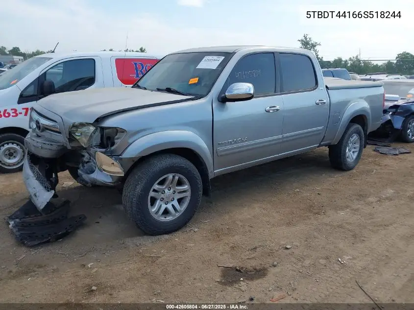 2006 Toyota Tundra Sr5 V8 VIN: 5TBDT44166S518244 Lot: 42605804