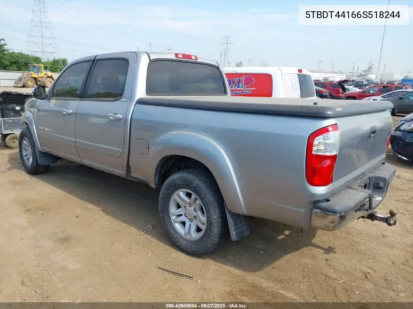 2006 Toyota Tundra Sr5 V8 VIN: 5TBDT44166S518244 Lot: 42605804