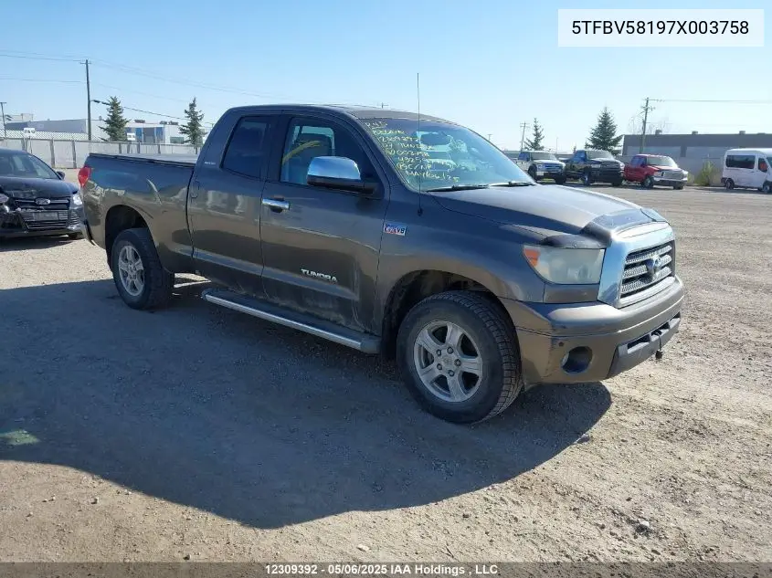 2007 Toyota Tundra Double Cab Limited VIN: 5TFBV58197X003758 Lot: 12309392