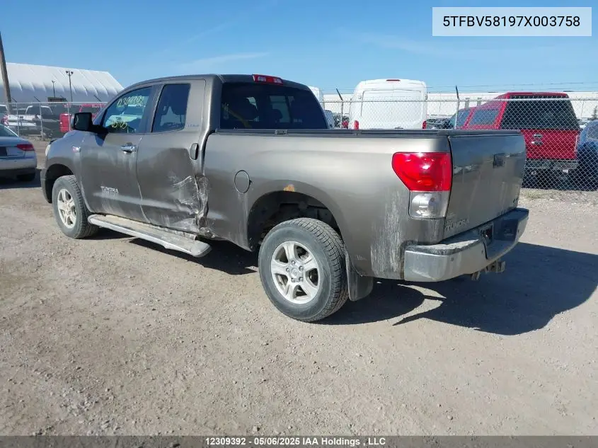 2007 Toyota Tundra Double Cab Limited VIN: 5TFBV58197X003758 Lot: 12309392