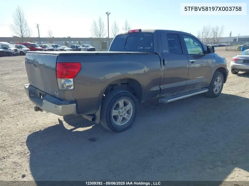 2007 Toyota Tundra Double Cab Limited VIN: 5TFBV58197X003758 Lot: 12309392
