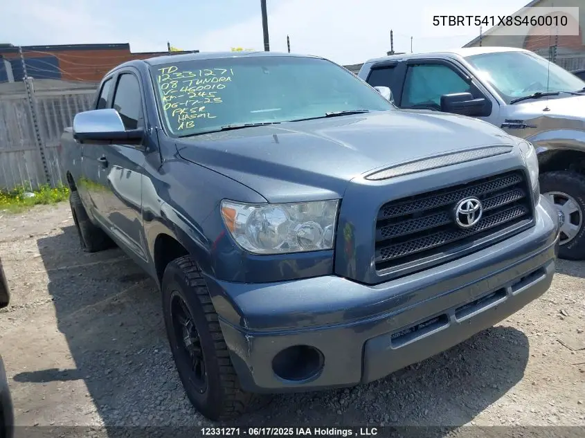 2008 Toyota Tundra Sr5 4.7L V8 VIN: 5TBRT541X8S460010 Lot: 12331271