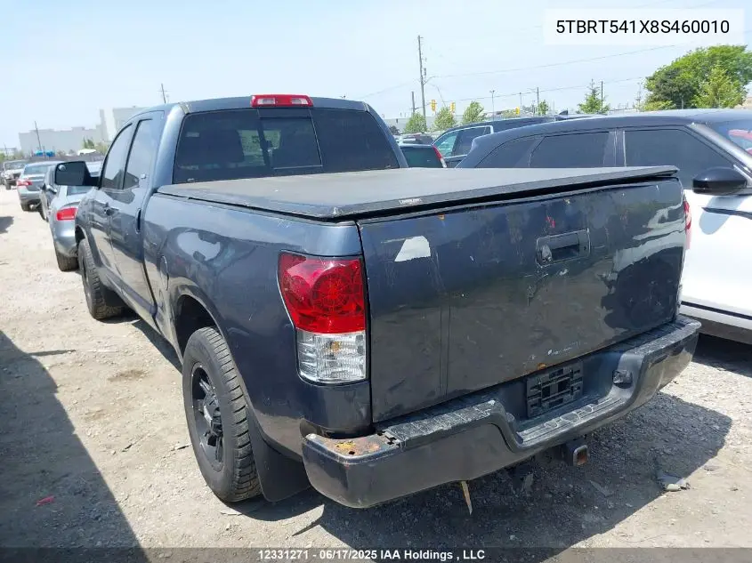 2008 Toyota Tundra Sr5 4.7L V8 VIN: 5TBRT541X8S460010 Lot: 12331271