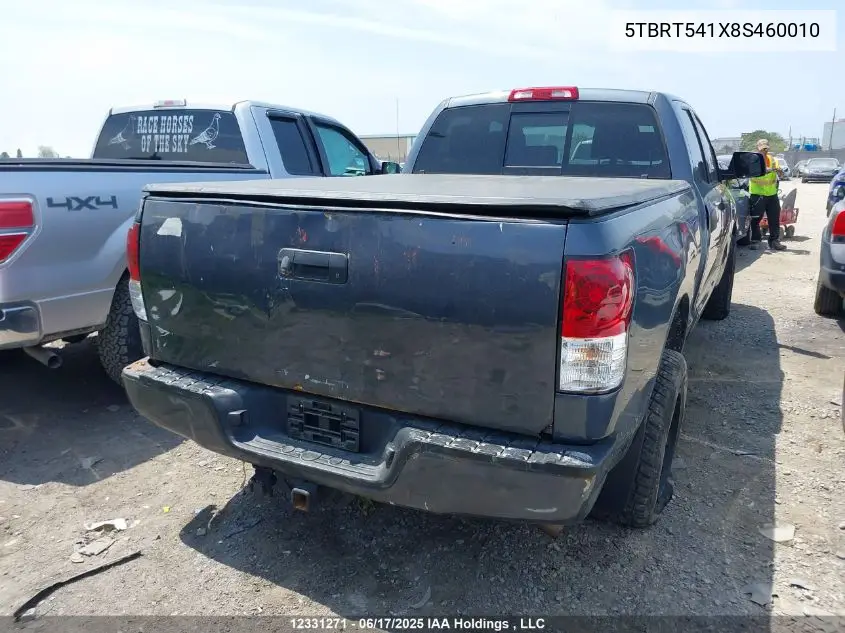 2008 Toyota Tundra Sr5 4.7L V8 VIN: 5TBRT541X8S460010 Lot: 12331271