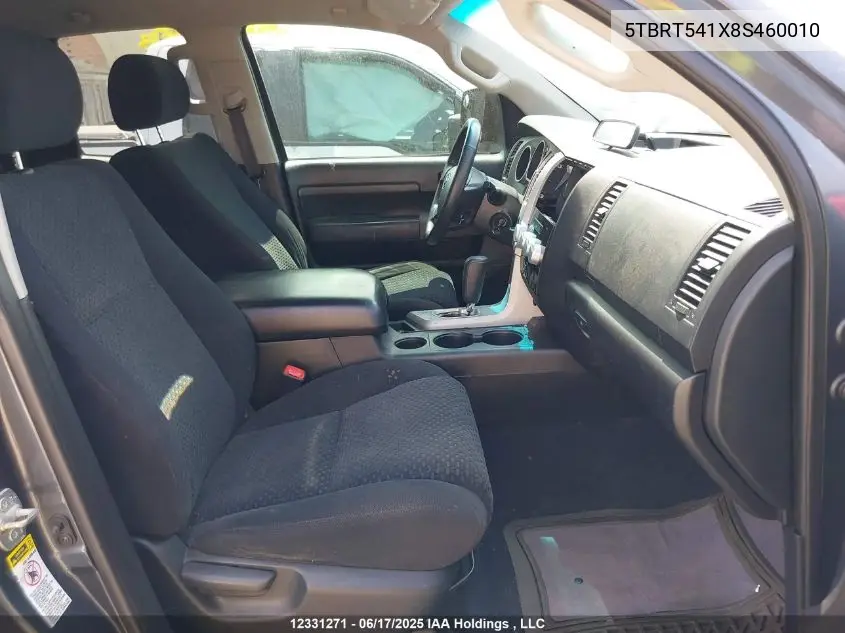 2008 Toyota Tundra Sr5 4.7L V8 VIN: 5TBRT541X8S460010 Lot: 12331271