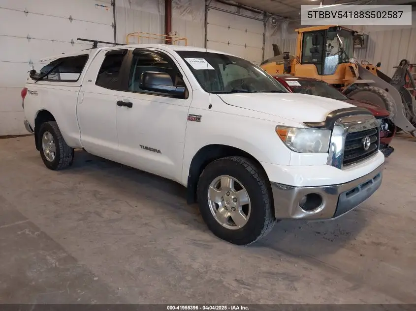 2008 Toyota Tundra Sr5 5.7L V8 VIN: 5TBBV54188S502587 Lot: 41955396