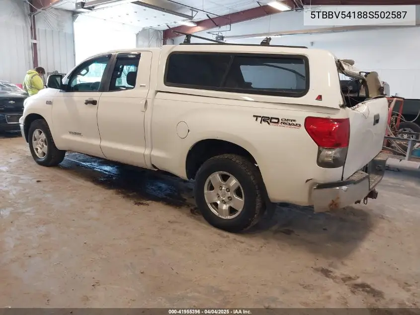 2008 Toyota Tundra Sr5 5.7L V8 VIN: 5TBBV54188S502587 Lot: 41955396