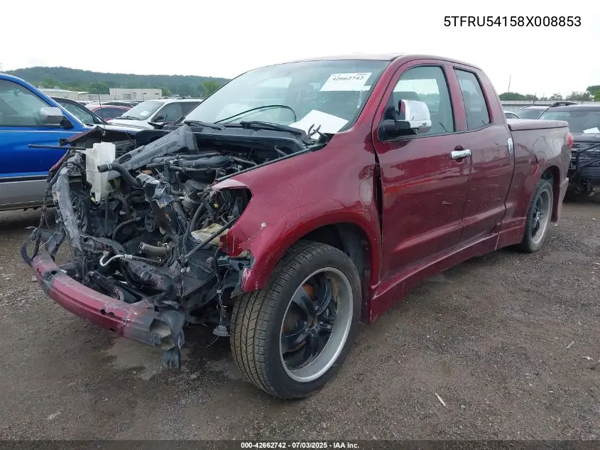 2008 Toyota Tundra Base V6 VIN: 5TFRU54158X008853 Lot: 42662742