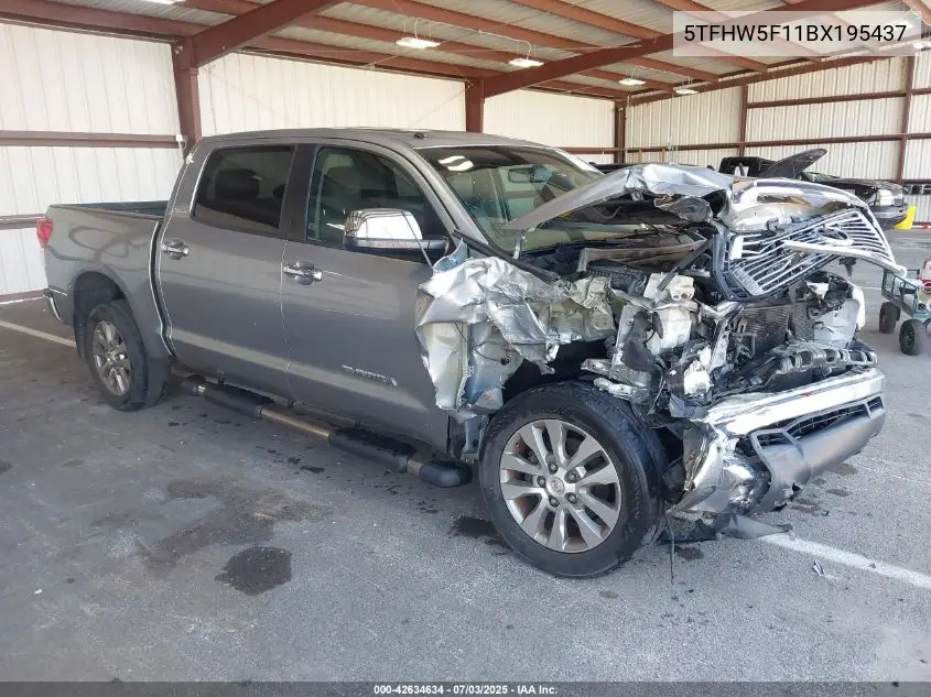 2011 Toyota Tundra Crewmax Limited VIN: 5TFHW5F11BX195437 Lot: 42634634
