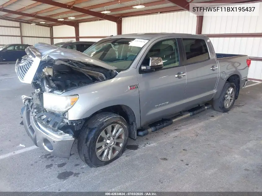 2011 Toyota Tundra Crewmax Limited VIN: 5TFHW5F11BX195437 Lot: 42634634