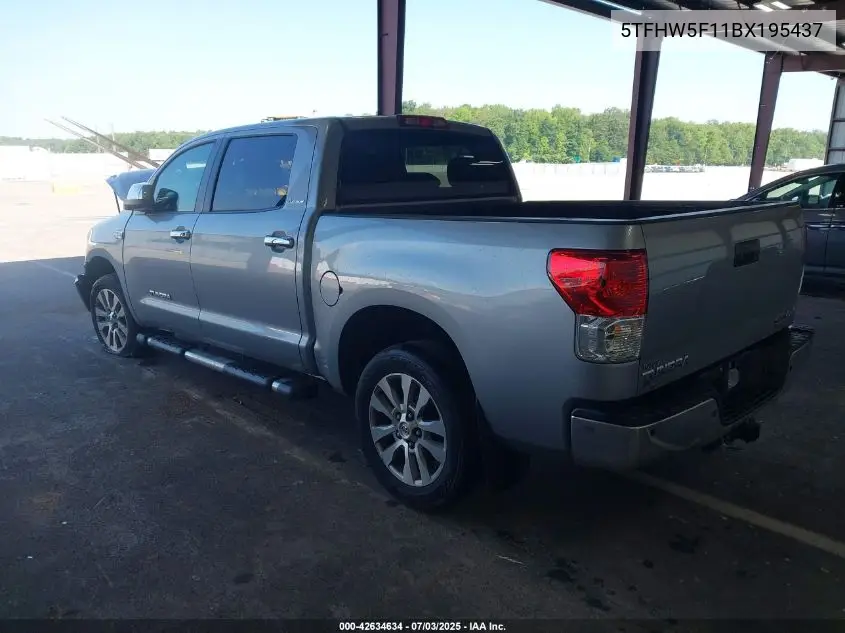 2011 Toyota Tundra Crewmax Limited VIN: 5TFHW5F11BX195437 Lot: 42634634