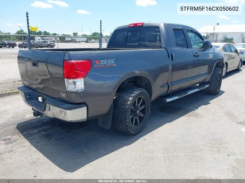 2012 Toyota Tundra Grade 4.6L V8 VIN: 5TFRM5F16CX050602 Lot: 42216114