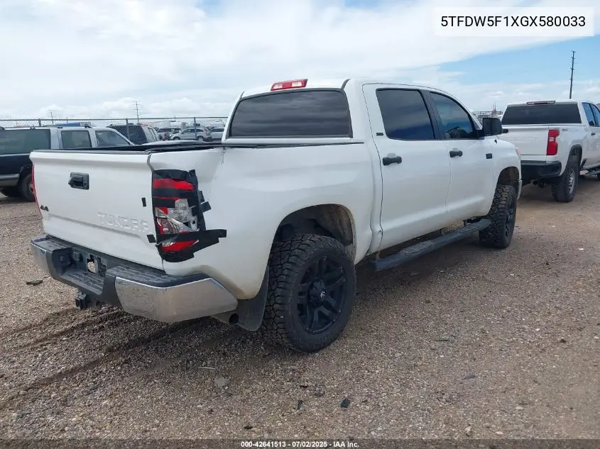 2016 Toyota Tundra Sr5 5.7L V8 VIN: 5TFDW5F1XGX580033 Lot: 42641513