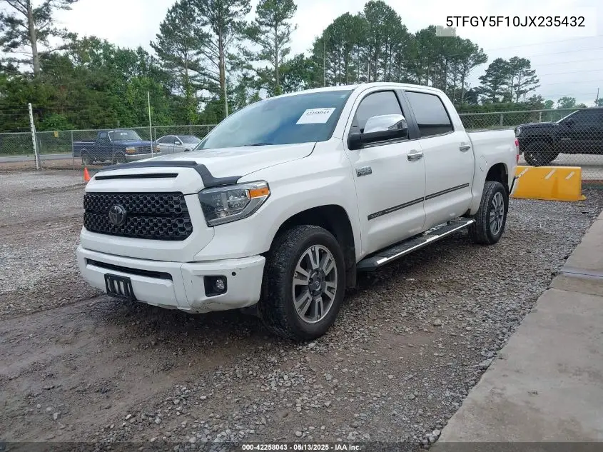 2018 Toyota Tundra Platinum 5.7L V8 VIN: 5TFGY5F10JX235432 Lot: 42258043