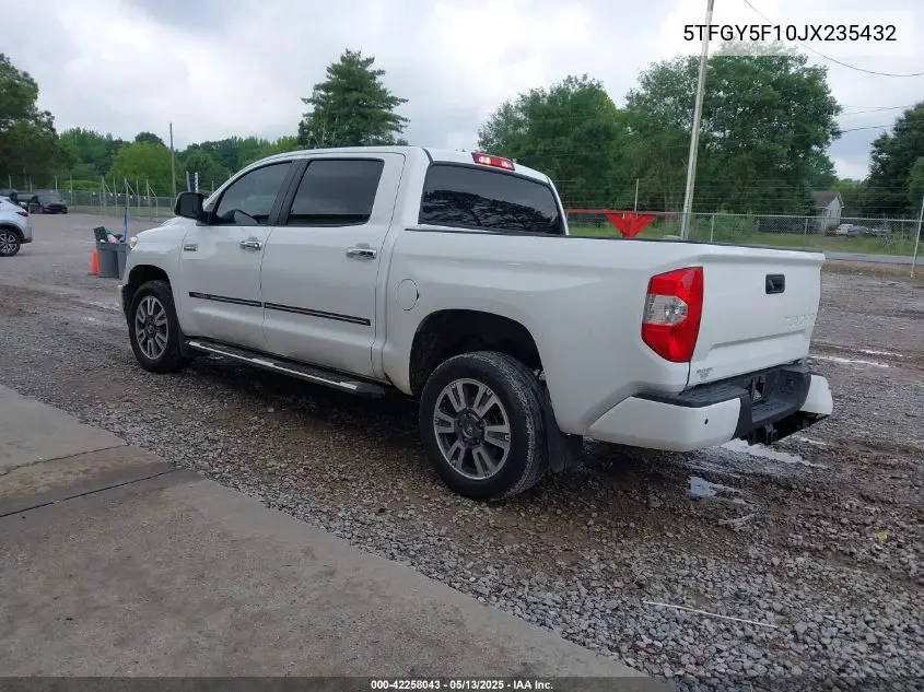 2018 Toyota Tundra Platinum 5.7L V8 VIN: 5TFGY5F10JX235432 Lot: 42258043