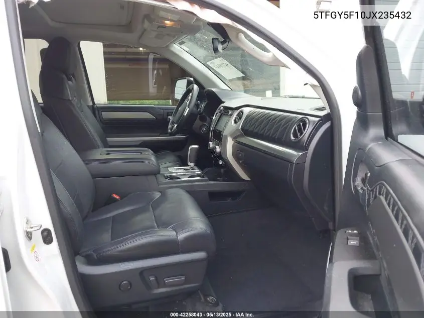 2018 Toyota Tundra Platinum 5.7L V8 VIN: 5TFGY5F10JX235432 Lot: 42258043