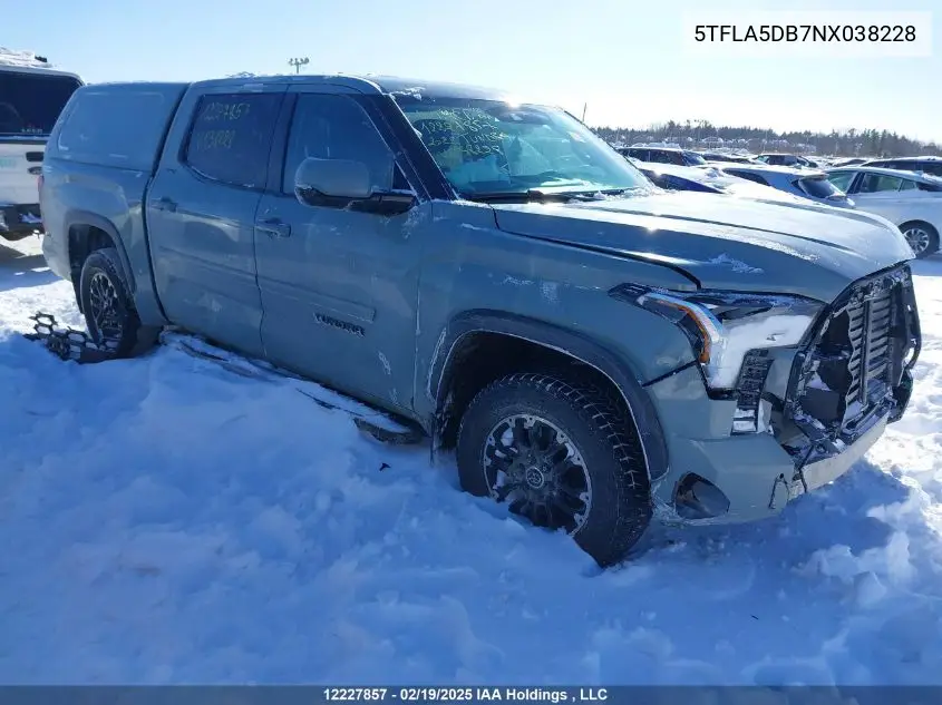 2022 Toyota Tundra VIN: 5TFLA5DB7NX038228 Lot: 12227857