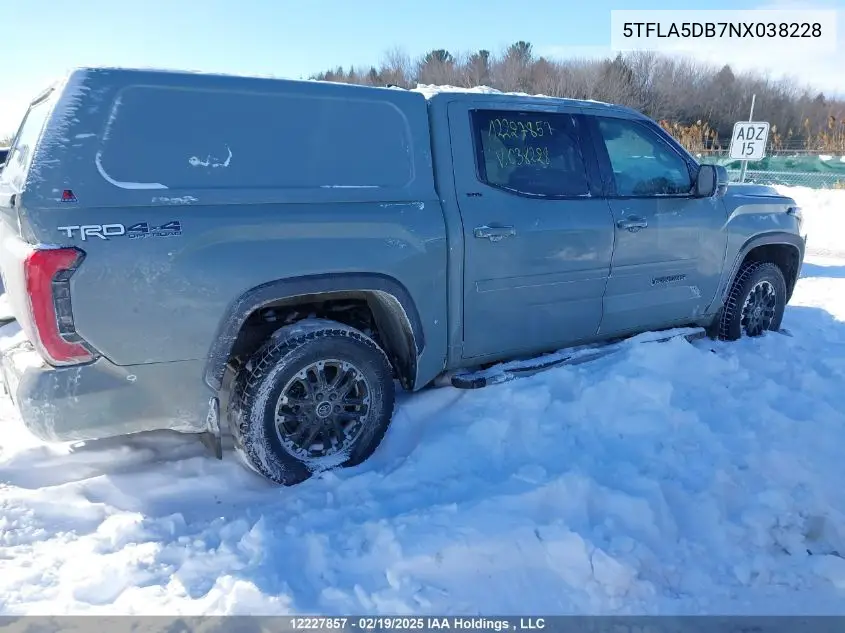2022 Toyota Tundra VIN: 5TFLA5DB7NX038228 Lot: 12227857