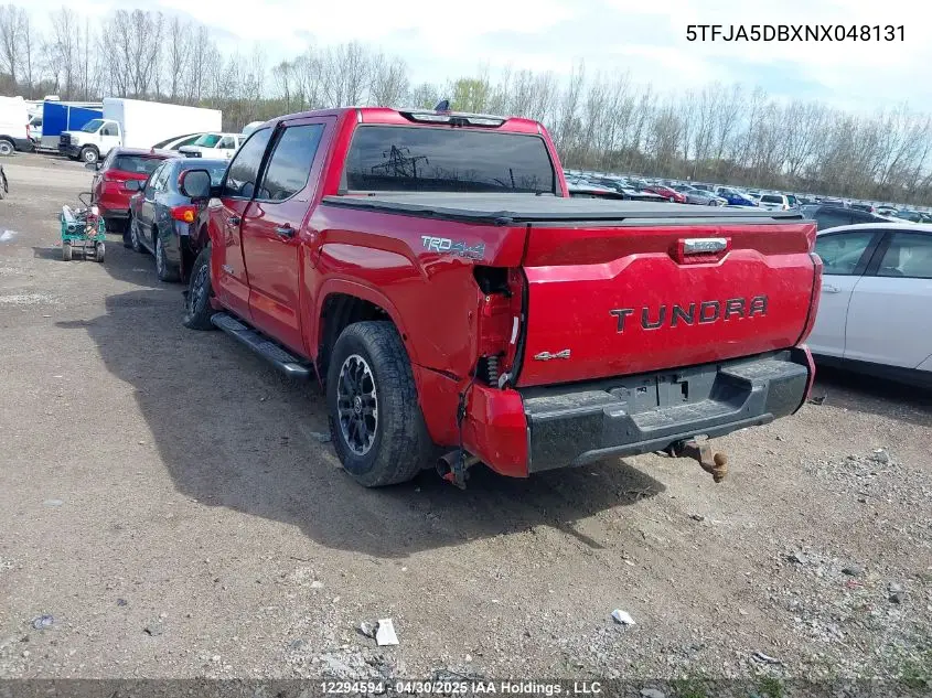 2022 Toyota Tundra Limited VIN: 5TFJA5DBXNX048131 Lot: 12294594