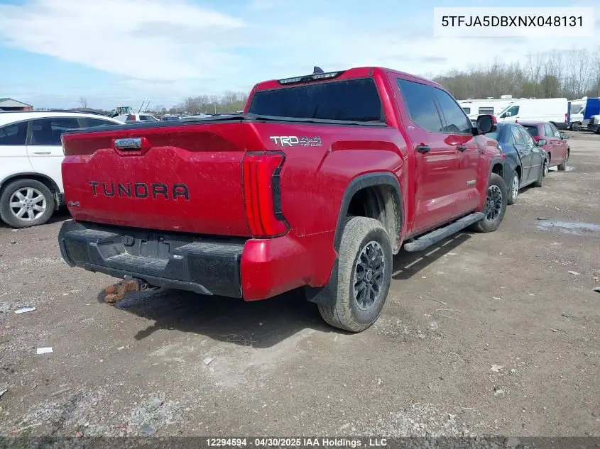 2022 Toyota Tundra Limited VIN: 5TFJA5DBXNX048131 Lot: 12294594