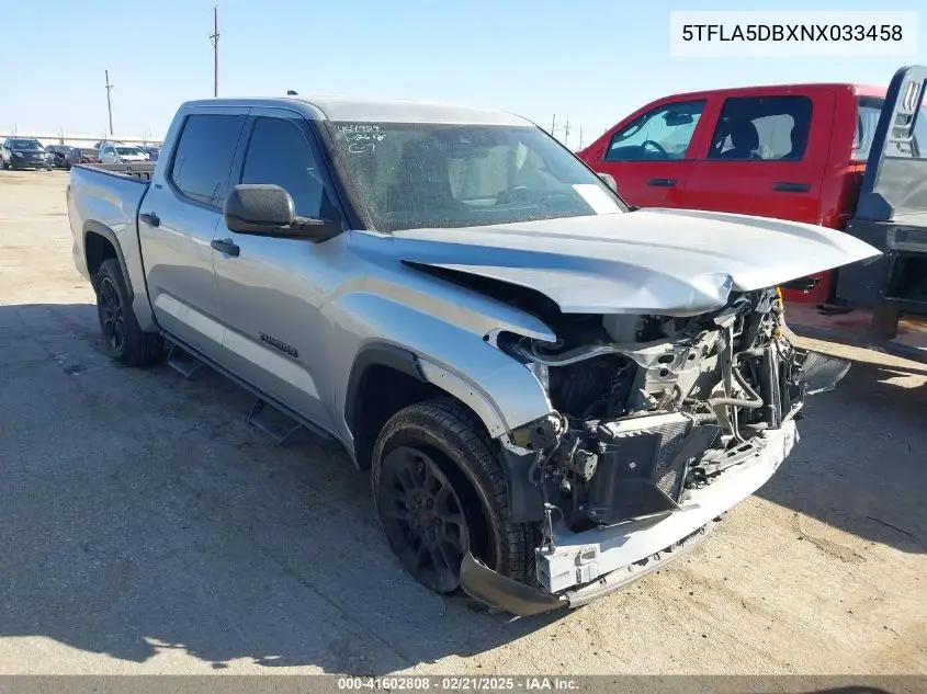2022 Toyota Tundra Sr5 VIN: 5TFLA5DBXNX033458 Lot: 41602808