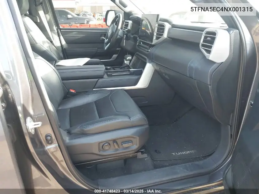 2022 Toyota Tundra Platinum VIN: 5TFNA5EC4NX001315 Lot: 41748423