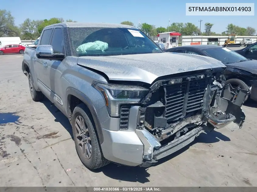 2022 Toyota Tundra 1794 Edition VIN: 5TFMA5AB8NX014903 Lot: 41830366
