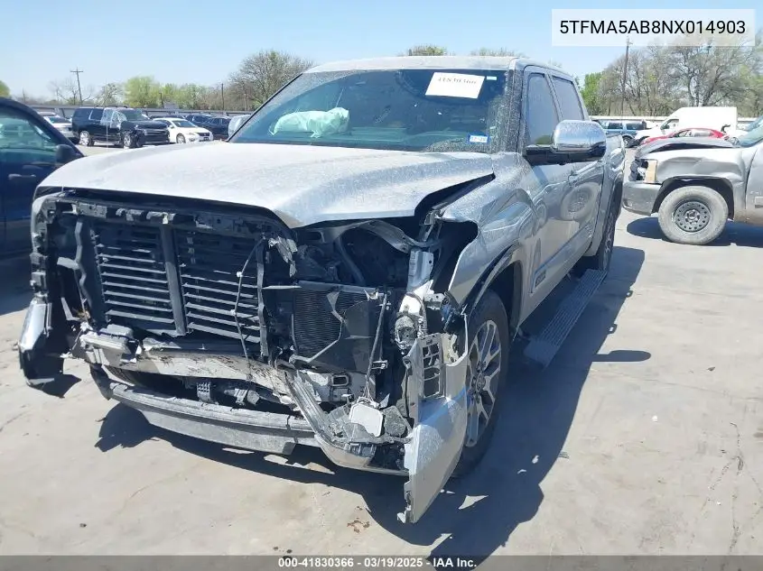 2022 Toyota Tundra 1794 Edition VIN: 5TFMA5AB8NX014903 Lot: 41830366