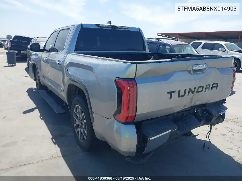 2022 Toyota Tundra 1794 Edition VIN: 5TFMA5AB8NX014903 Lot: 41830366