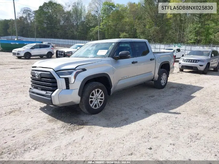 2022 Toyota Tundra Sr5 VIN: 5TFLA5DB8NX025830 Lot: 41960897