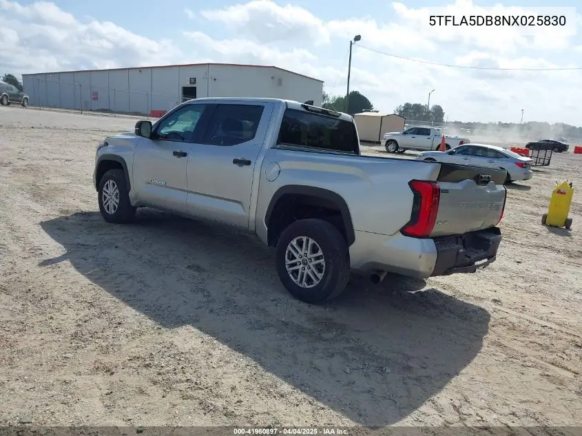 2022 Toyota Tundra Sr5 VIN: 5TFLA5DB8NX025830 Lot: 41960897