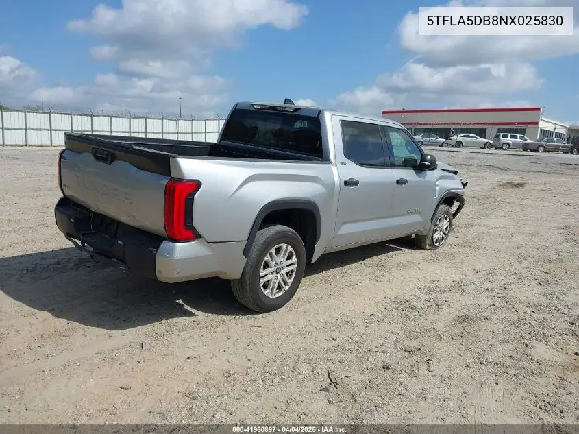 2022 Toyota Tundra Sr5 VIN: 5TFLA5DB8NX025830 Lot: 41960897