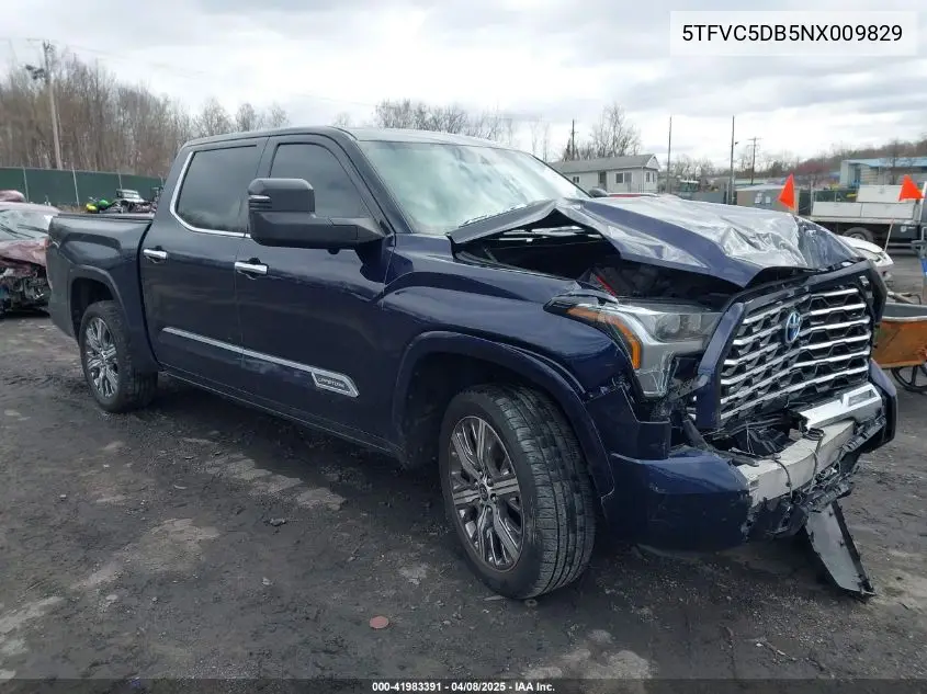 2022 Toyota Tundra Hybrid Capstone VIN: 5TFVC5DB5NX009829 Lot: 41983391