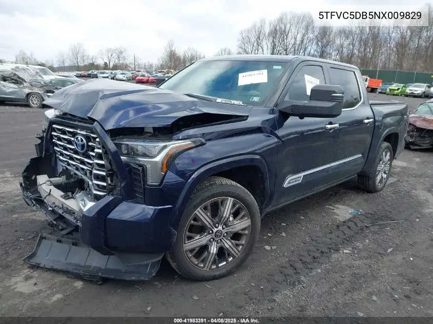 2022 Toyota Tundra Hybrid Capstone VIN: 5TFVC5DB5NX009829 Lot: 41983391