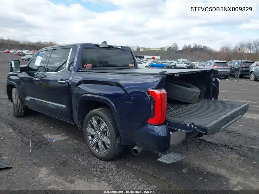 2022 Toyota Tundra Hybrid Capstone VIN: 5TFVC5DB5NX009829 Lot: 41983391