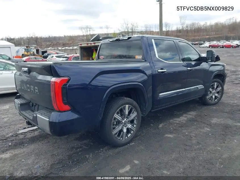 2022 Toyota Tundra Hybrid Capstone VIN: 5TFVC5DB5NX009829 Lot: 41983391