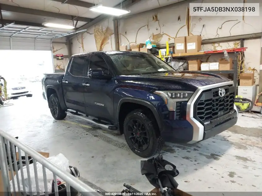 2022 Toyota Tundra Limited VIN: 5TFJA5DB3NX038198 Lot: 42015936