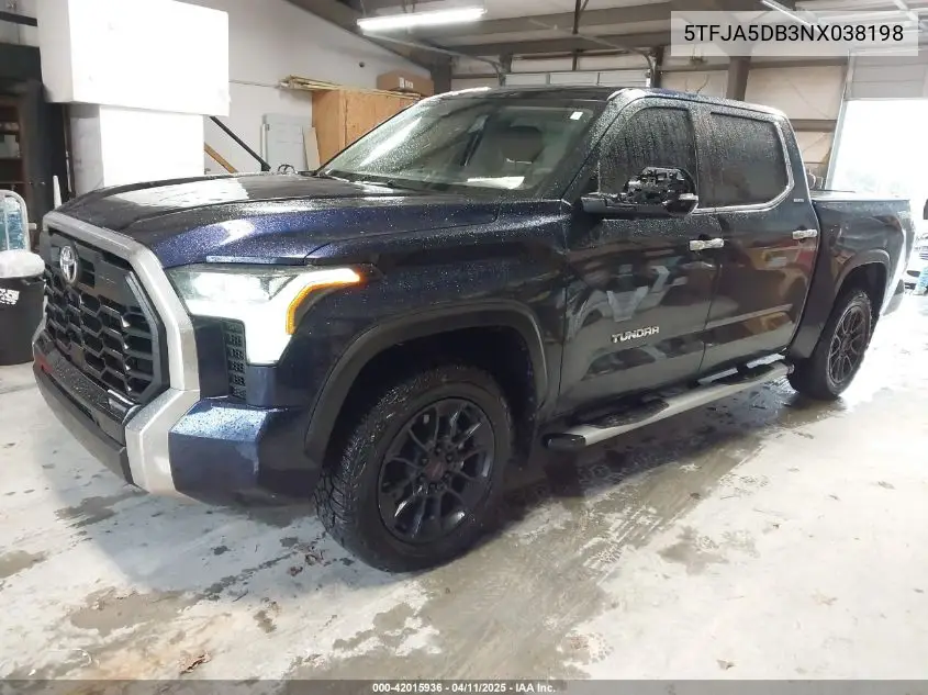 2022 Toyota Tundra Limited VIN: 5TFJA5DB3NX038198 Lot: 42015936