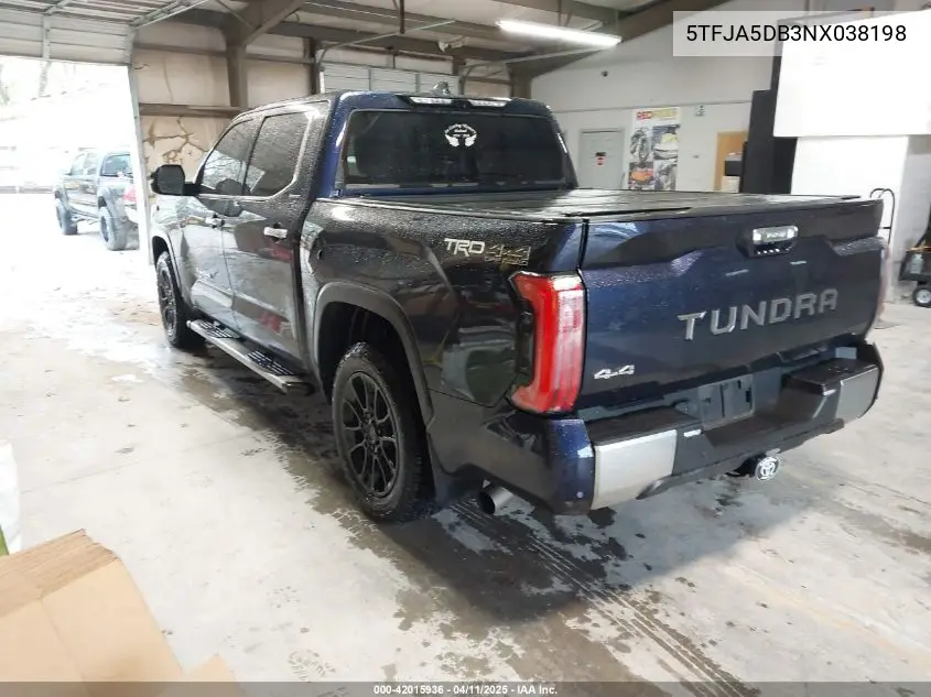 2022 Toyota Tundra Limited VIN: 5TFJA5DB3NX038198 Lot: 42015936
