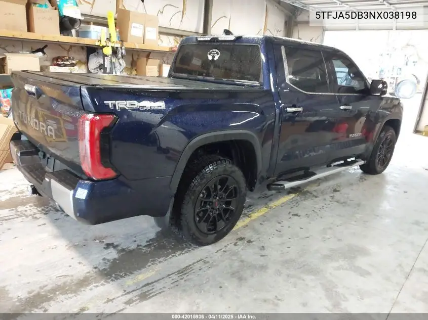 2022 Toyota Tundra Limited VIN: 5TFJA5DB3NX038198 Lot: 42015936