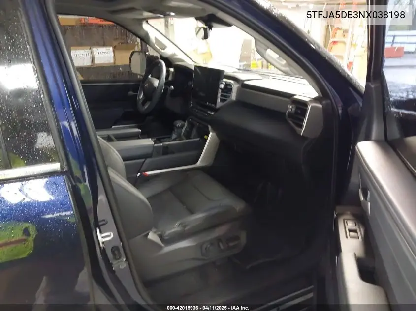 2022 Toyota Tundra Limited VIN: 5TFJA5DB3NX038198 Lot: 42015936