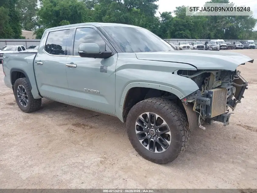 2022 Toyota Tundra Limited VIN: 5TFJA5DB9NX015248 Lot: 42124212
