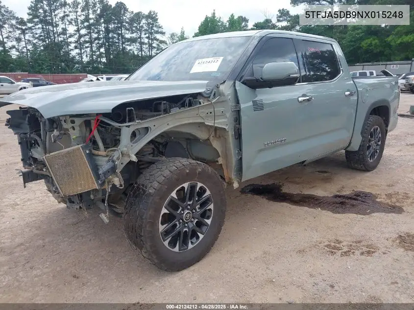 2022 Toyota Tundra Limited VIN: 5TFJA5DB9NX015248 Lot: 42124212