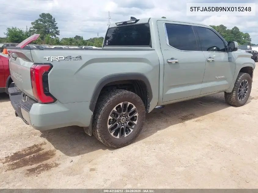 2022 Toyota Tundra Limited VIN: 5TFJA5DB9NX015248 Lot: 42124212