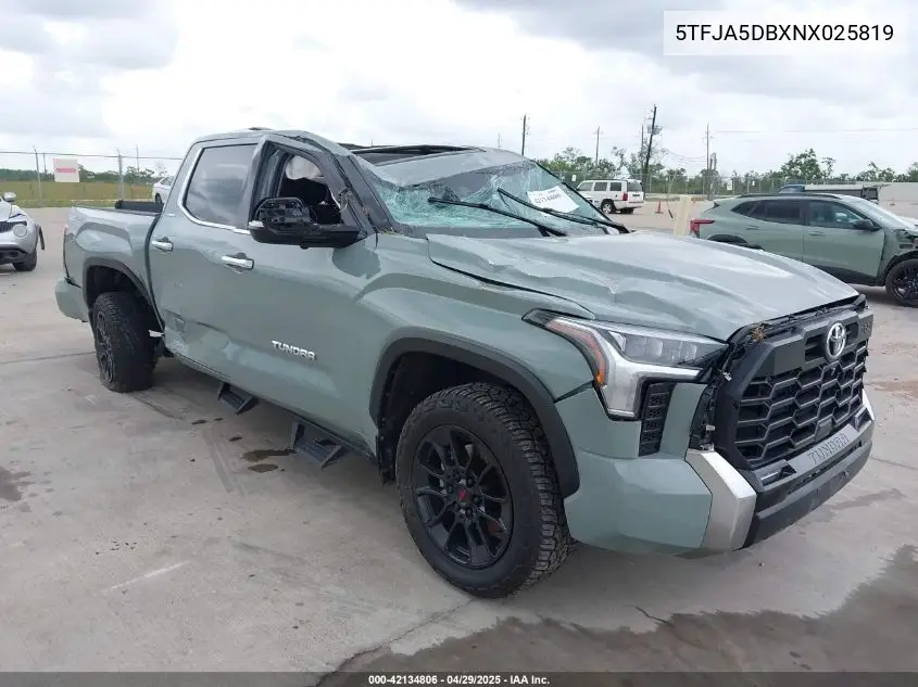 2022 Toyota Tundra Limited VIN: 5TFJA5DBXNX025819 Lot: 42134806