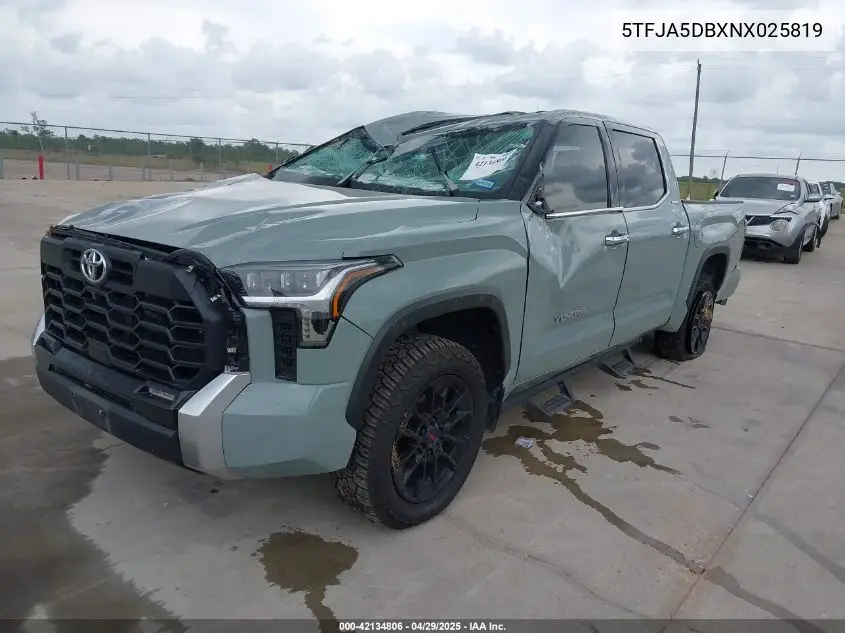 2022 Toyota Tundra Limited VIN: 5TFJA5DBXNX025819 Lot: 42134806