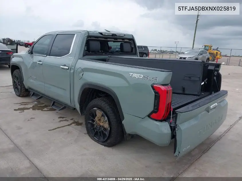 2022 Toyota Tundra Limited VIN: 5TFJA5DBXNX025819 Lot: 42134806
