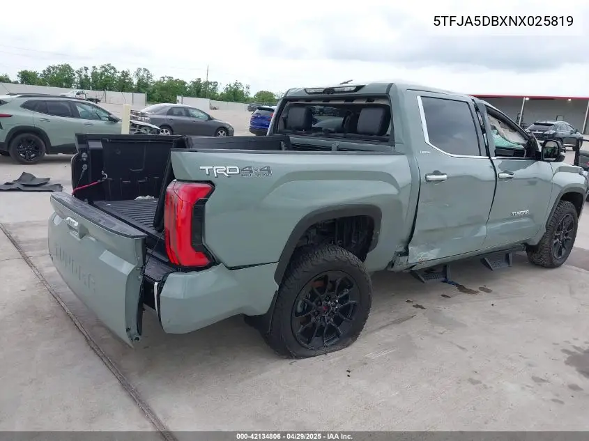 2022 Toyota Tundra Limited VIN: 5TFJA5DBXNX025819 Lot: 42134806