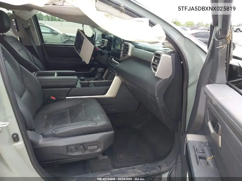 2022 Toyota Tundra Limited VIN: 5TFJA5DBXNX025819 Lot: 42134806
